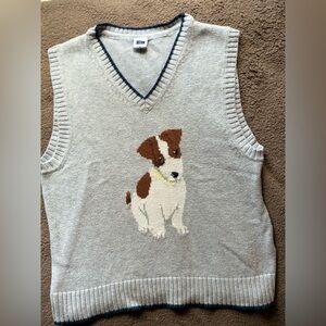 Janie and Jack Gray Sweater Vest with Jack Russell Dog Design